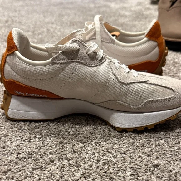 New Balance 327 Women's Sneakers in Cream and Tan - Picture 7 of 9
